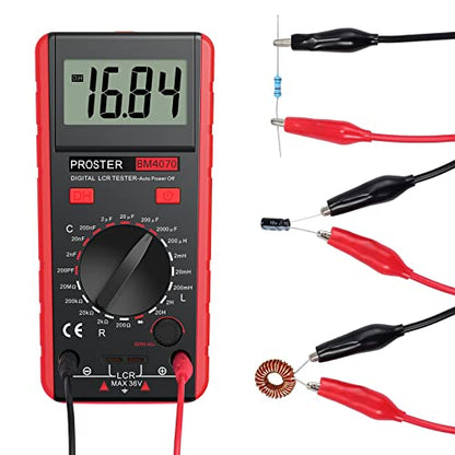 Proster LCR Meter Multimeter Capacitance Inductance Resistance Tester - color: Red
