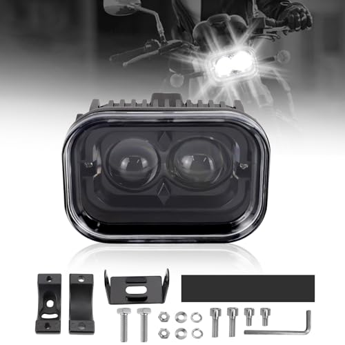 4 Inch Universal LED Motorcycle Headlight, Square Running Lights with DRL Halo Hi/Low Beam Driving Light Work Lights for Motorcycle, ATV and E-Bike (1 Pcs)