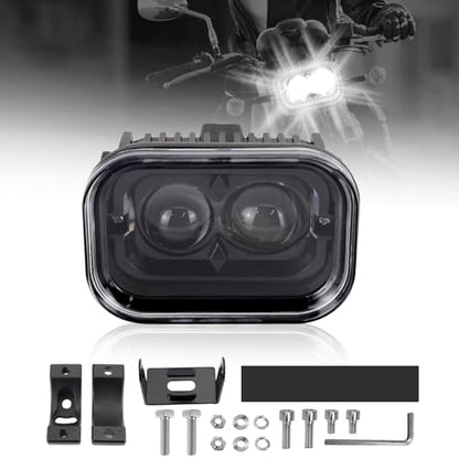 4 Inch Universal LED Motorcycle Headlight, Square Running Lights with DRL Halo Hi/Low Beam Driving Light Work Lights for Motorcycle, ATV and E-Bike (1 Pcs)