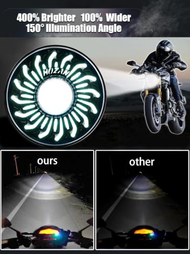 5-3/4" headlight with White/Amber chrysanthemum petal DRL Compatible with Sportster Iron 883 SuperLow XL883 XL1200,Softail Springer, Dyna Street Bob Low Rider - color: Single lamp