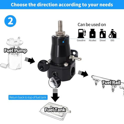Adjustable EFI Fuel Pressure Regulator Kit 14-36PSI - style: 30-70 PSI