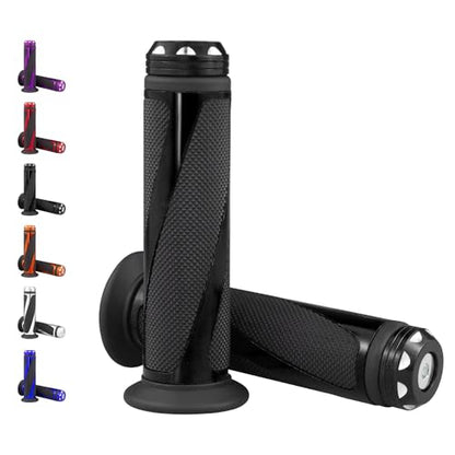 Universal Motorcycle Handlebar Grips Fits for Motorcycles with 7/8" Left Grip and 1" Right - color: Black