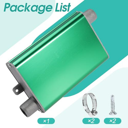 24mm Exhaust Muffler Pipe Upgraded for Chinese for Eberspacher Diesel Heaters Air Compressor with 2 clamps and screws, Green - color: Green
