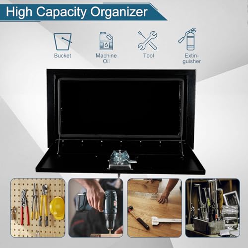 30"X14"X16" Underbody Utility Tool Box Truck Box Black Heavy Duty Steel Trailer Box Pick Up Storage Organizer w/Lock & Keys - size: 30"x14"x16"