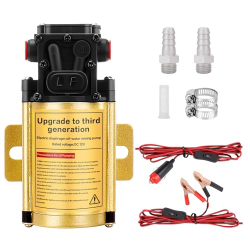 12V Electric Fuel Transfer Pump 120 GPH Gasoline Pump With 13FT Cigarette Lighter Plug Alligator Clips, Explosion-Proof Design Suitable For Vehicles, Boats,Equipment,Gasoline, Diesel, Water