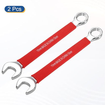 HARFINGTON 2Pcs Metric Combination Wrench 15mm 12-Point Box & Open End CR-V - size: 15mm