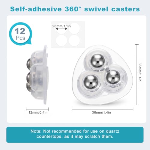 12 Pcs Small Appliance Rollers, 360° Swivel Appliance Caster