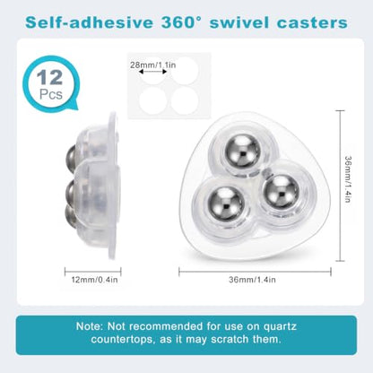 12 Pcs Small Appliance Rollers, 360° Swivel Appliance Caster