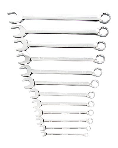 Steelman Pro 12-Piece SAE 6-Point Combination Wrench Set, Chrome Vanadium Alloy Steel, Angled Ends, Storage Rack Included - size: 12-Piece SAE Wrench Set