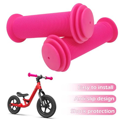 BlingKingdom 2pcs Bike Handlebar Grips, Non-Slip Soft Rubber Cycling Grips for Universal Kids Bikes, Mountain Bikes, Scooters, Balance Bikes, Folding Bikes - color: Pink