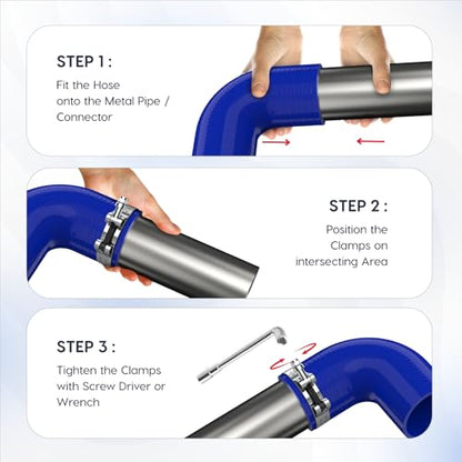 Endure 90 Degree Silicone Elbow Intake Hose 4-Ply, 2.5"(63mm) - Blue - color: Blue, size: ID - 2.5Inch(63mm)