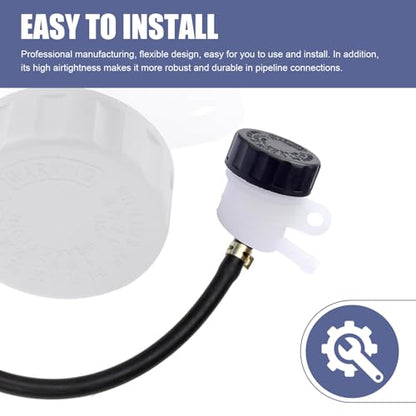 Master Cylinder Fluid Oil Reservoir, Rear Brake Fluid Reservoir Clutch Tank Oil Cup, Universal Fit for Motorcycle Pit Dirt Bike ATV 4 Wheel QUAD (Black & White)