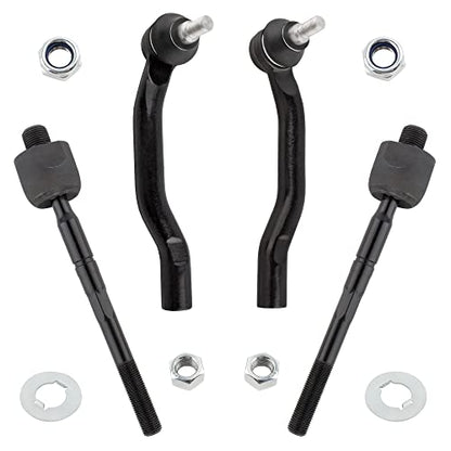 BOXI 4pcs Front Inner & Outer Tie Rods Replacement for Acura MDX 2001 2002 2003 2004 2005 2006 / for Honda Pilot 2003 2004 2005 2006 2007 2008 | ES3717 ES3716 EV471