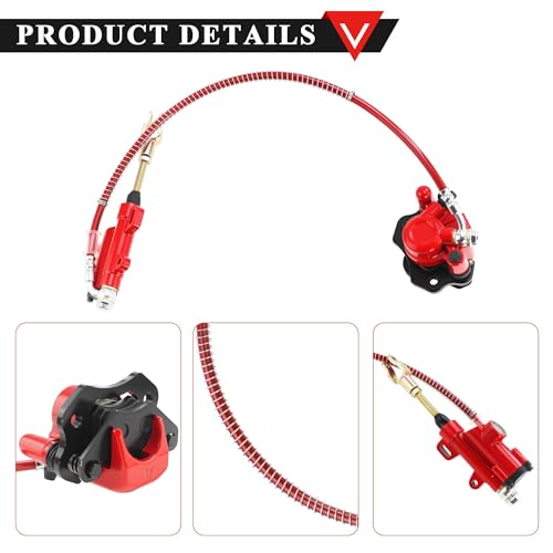 PRO BAT Rear Brake Master Cylinder Caliper Assembly Red And Black (Red) - color: Red