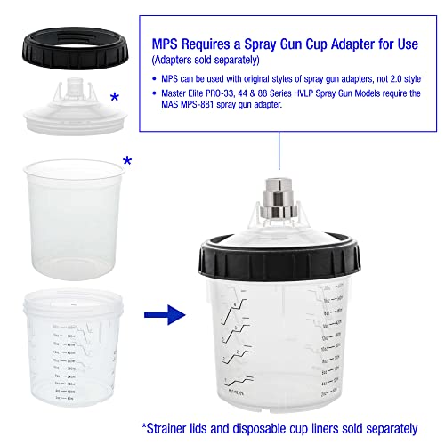 Master Paint System MPS, 4 Pack Set of Standard Size 20 Ounce (600ml) - size: 20 Ounce Hard Cup Set