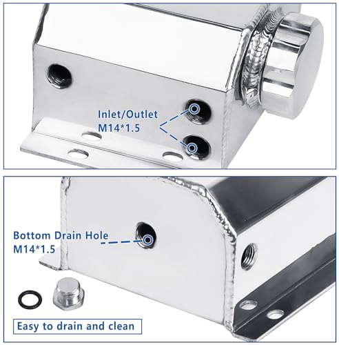 LokoCar Coolant Expansion Reservoir Tank 1L Universal Aluminum Silver - color: Silver, size: 1 Litre
