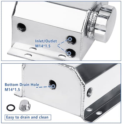 LokoCar Coolant Expansion Reservoir Tank 1L Universal Aluminum Silver - color: Silver, size: 1 Litre