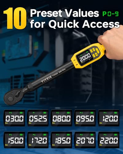 Digital Torque Wrench 1/2" Drive, 8.5-160 Ft-lb/10-220 N.m (±1% Accuracy) - size: 1/2" 8 PC