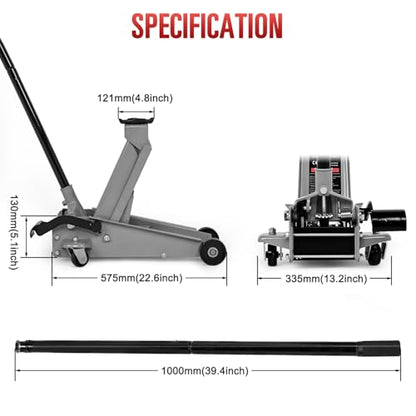 Nilight 3 Ton Floor Jack, Heavy-Duty Steel Car Service Jack - color: Single Pump, size: 3 Ton