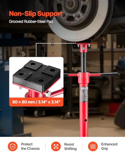 VEVOR Under Hoist Tripod Stand, 2 Ton (4409 lbs) Capacity High Lift Jack Stand Reach Underhoist Support, Lifting from 47.24" to 84.65", 4-Level Adjustable Height, Heavy Duty Carbon Steel for Car Lift