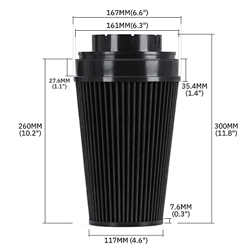 PTNHZ 4" Cold Air Intake Filter w/Heat Shield Kit Compatible For 99-07 Cadillac Escalade Chevy Silverado Tahoe GMC Yukon Sierra 1500 2500 3500 V8 4.8L/5.3L/6.0L (Black) - style: Black