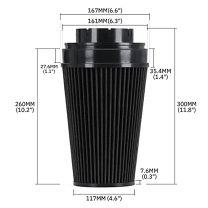 PTNHZ 4" Cold Air Intake Filter w/Heat Shield Kit Compatible For 99-07 Cadillac Escalade Chevy Silverado Tahoe GMC Yukon Sierra 1500 2500 3500 V8 4.8L/5.3L/6.0L (Black) - style: Black