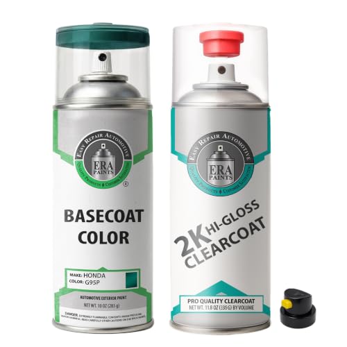 ERA Paints - G95P - Clover Green Pearl for HONDA Exact OEM Color Match Automotive Touch Up Paint for Cars - Spray Paint with Premium Spray Nozzle - 2K Essential Kit - Made in USA - style: Spray - 2K Essential Kit