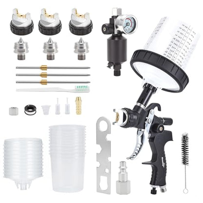 BlumWay HVLP Air Spray Gun Kit, 1.4/1.7/2mm Nozzles, 10 Pcs Disposable Cups