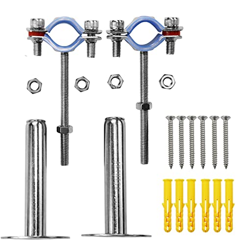 AKIHISA 2 Pcs 304 Stainless Steel Pipe Supports, Wall Mount Ceiling Mount Pipe Hanger, Pipe Holder for OD Pipe 25-27MM Adjustable Height Range 100-200mm - size: 25-27mm, style: Adjustable Height 100-200mm