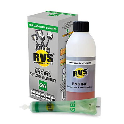 G6 Engine oil Treatment; For Gasoline Engines with a Motor oil capacity up to 6 quarts; Save fuel, Boost Power and Safely Restore and protect your Car, Truck, and all other engines - size: 6 Qts