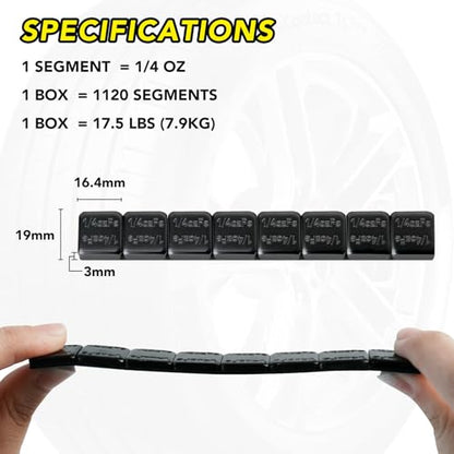 1/4oz,Adhesive Stick on Wheel Weights, 1120pcs, 17.5lb, Black - size: 1120PCS Black