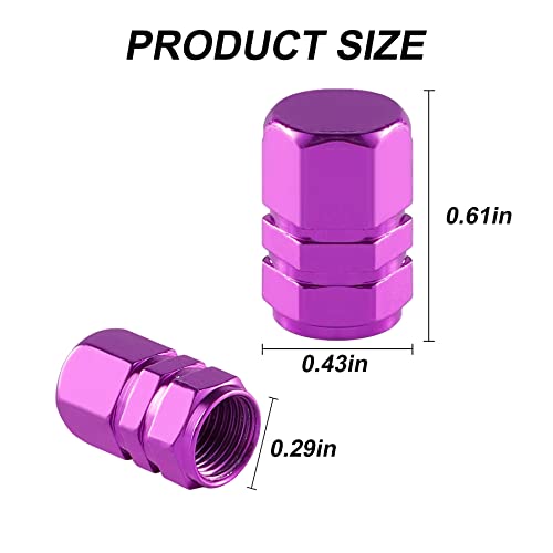 alpmosn Aluminum Tire Stem Valve Caps Wheel Valve Covers Car Dustproof Tire Cap Cover Accessories, Universal for SUV, Car, Bike and Motorcycle，Hexagon Shape (4PCS Purple) - color: Purple