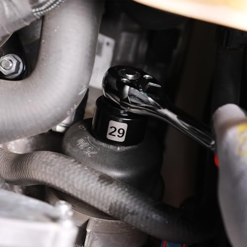 Mayouko 8 Pieces 3/8" Drive Low Profile Oil Filter Cap Wrench Socket Set, 24mm, 27mm,28mm,29mm,30mm,32mm,36mm,38mm,CR-V, Oil Filter Cap Remove and Install Tool Kit - size: 8PCS- 24,27,28,29,30,32,36,38mm
