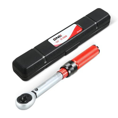 DNA MOTORING 1/4-Inch Drive Click Torque Wrench 20-200 IN.-LB / 2.26-22.6 N.M Torque Wrench For Repairs, Machinery Maintenance Assembly, Sliver/Red, TOOLS-00512 - style: 1/4-Inch200 FT.-LB