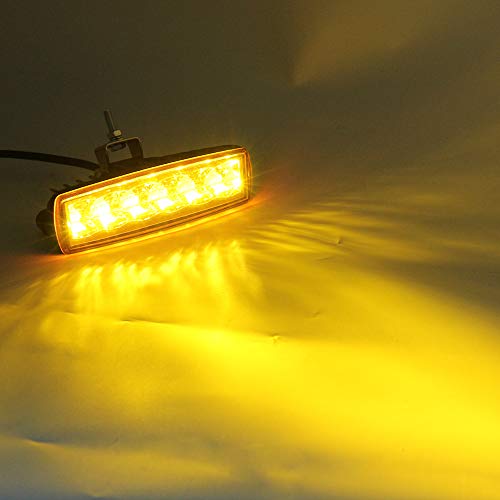 STDYSUN LED Yellow Fog Lights Bar 2Pcs 6Inch 30W Waterproof Auxiliary Work Lights for Offroad, Truck, Tractor, ATV, UTV, Golf Cart, Boat, Car - color: Yellow