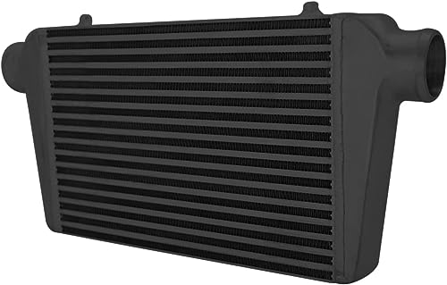 AF90-1001BLK Universal Front Mount Intercooler 450x300x76mm Tube & Fin 3" Inlet & Outlet Aluminum Intercooler Black