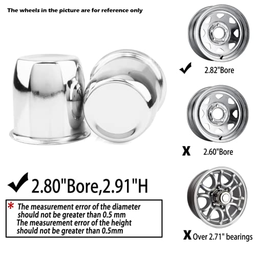 2Pcs 2.8" OD 2.91" H Push Through Trailer Wheel Center Cap for Rim - color: Chrome, size: 2.8" OD 2.91" H