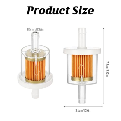 2PCS 5/16" Universal Gas Inline Fuel Filter Clear with 4PCS Hose Clamps