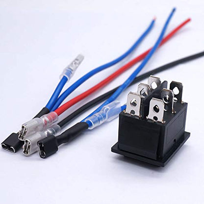 Weideer 12V Polarity Reverse Switch Momentary 6 Pin (ON)-Off-(ON) RV Jack Switch Motor Control Rocker Toggle with Jumper Wires - color: Not Waterproof, size: Momentary