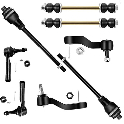 SCITOO 8pcs Suspension Kit Sway Bar Outer Inner Tie Rod Idler Pitman Arm 4 Grooves for Chevy Tahoe Silverado 1500 Suburban 1500 Avalanche 1500 for GMC Sierra 1500 Yukon for Cadillac Escalade