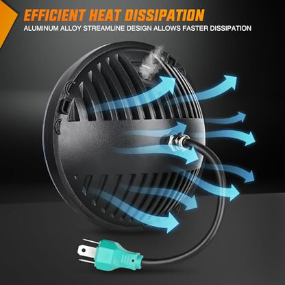 Nilight 2PCS 7 Inch LED Headlights Compatible with 2007-2017 JK JKU - color: JK Headlight White 2007-2017