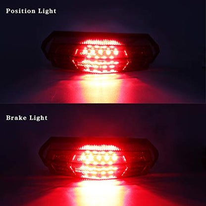 Universal Smoke Integrated Motorcycle 25 LED Tail Light with Turn Signal Position Brake-Stop Alert Function for Dirt Bike Buggy Chooper Cruiser ATV(Smoke/Stop Alert) - color: Smoke/Stop Alert