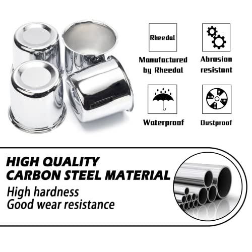 4Pcs 3.31" OD 3.03" H Push Through Trailer Wheel Center Cap for Rim - color: Chrome, size: 3.31" Hub 2.99" H