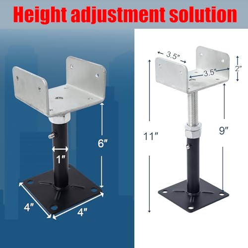 2 Pack U-Shaped Floor Jack for 4x2, 4x4, 4x6 Joists - Adjustable Steel Telepost with U-Head, Mini Screw Jack, Post Jack.6-9 Inch Adjustment Range. - size: 6-9