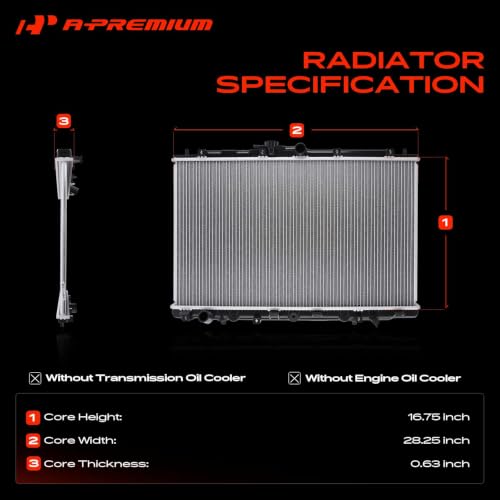 A-Premium Engine Coolant Radiator Assembly Compatible with Acura
