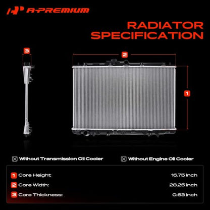 A-Premium Engine Coolant Radiator Assembly Compatible with Acura