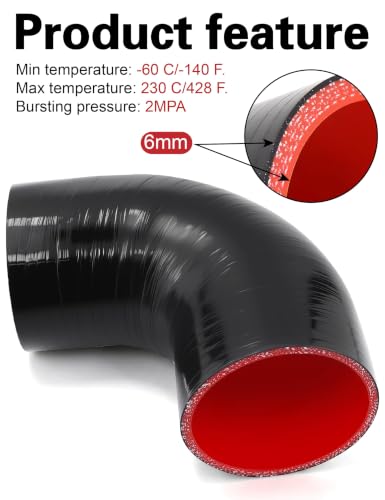 90 Degree Elbow 4 inch (102mm) 5-Ply Silicone Coupler Hose Leg Length 3.5" - size: 5-Ply ID 4"