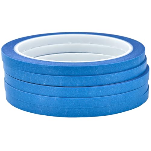 JINBING Washi Paper Masking Tape Art Tape for DIY Nail Arts Drawing Pattern Making Painters Tape 1/4 Inch x 27 Yard 5Rolls (Blue) - color: Blue