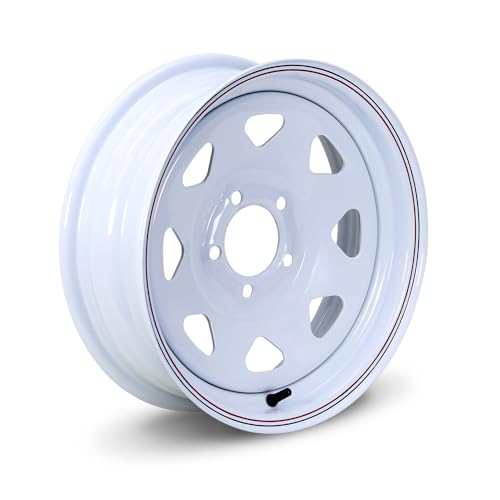 LIBRA 15X5 Trailer Wheel 5 Lug on 4.5" Bolt Pattern White Spoke Rim -17009