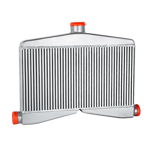 24"x13"x3.5" Twin Turbo Intercooler Dual 2.5 Inlet 3" Center Outlet 2-In-1-Out, Aluminium Intercooler